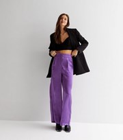 New Look Purple Plain Satin Wide Leg Trousers